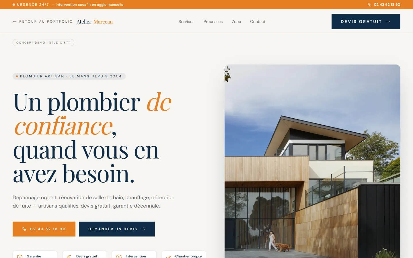 Aperçu de la démo Atelier Marceau — plombier artisan