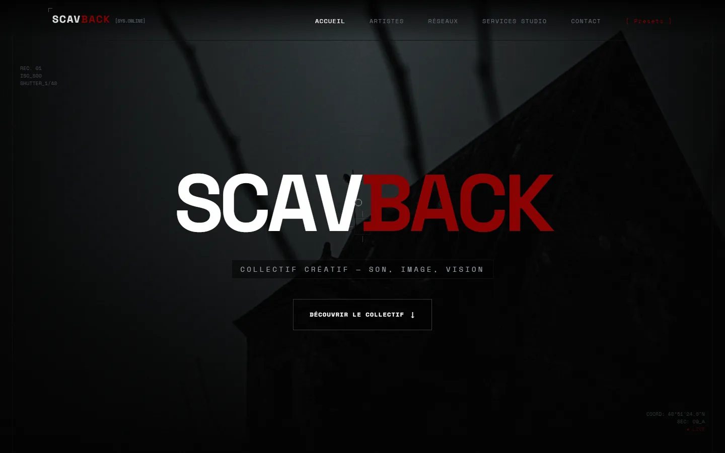 Aperçu du site SCAVBACK — collectif créatif